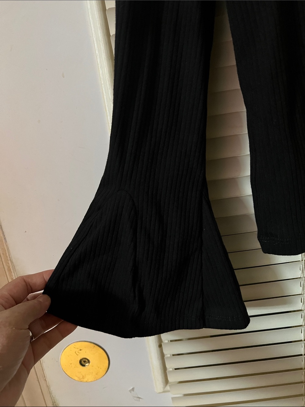 GAP Black Ribbed Long-Sleeve Top with Bell Sleeves - Picture 3 of 5